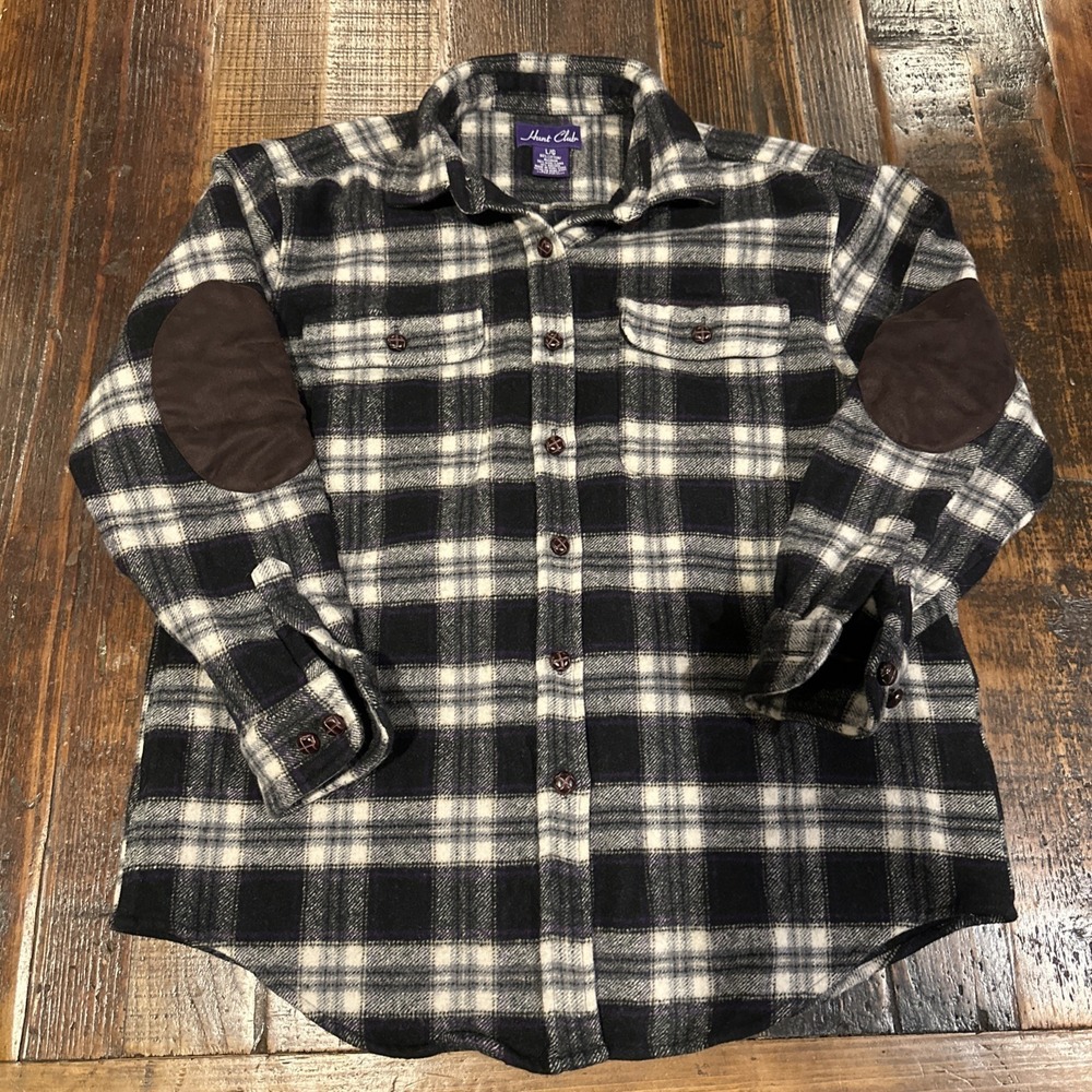 Vintage Hunt Club Wool Blend Buffalo Plaid Flannel Shirt Sz Large L